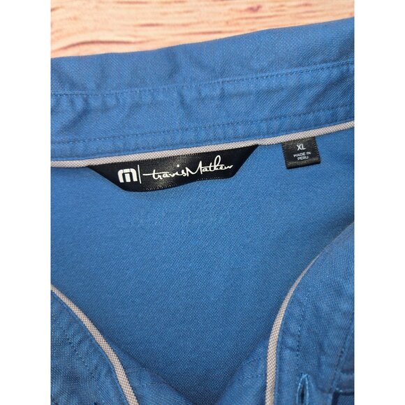 Travis Mathew Mens XL Blue Pima Cotton Blend Polo - Picture 5 of 7
